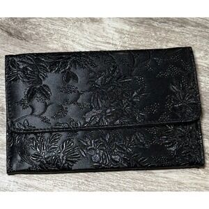 Thin wallet‎ trifold coin purse pretty floral black